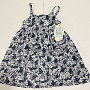 Reyn Spooner Girls Size 6 Dress Hawaii Designer Copyrighted Print Navy Monstera